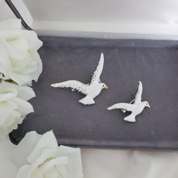 Unique And Rare Vintage Brooch Two Birds ~ Vintage Jewellery - Picture 10 of 12